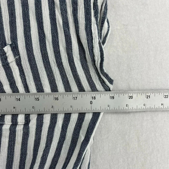 Lulus Blouse Women's S Blue White Stripes Button Up Collared Knot Hem Cropped - Picture 3 of 10
